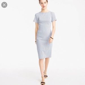 J.Crew Gathered Sleeve Dress In Seersucker